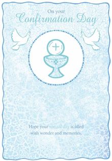 Gen 8x5 - Chalice in White Circle on Blue Backgrou